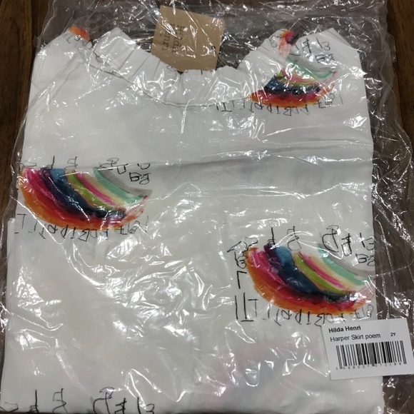 Hilda Skirt Girl 2Y White Pull On Henri Harper Poem Rainbow Modern Preppy Boho - Picture 7 of 11